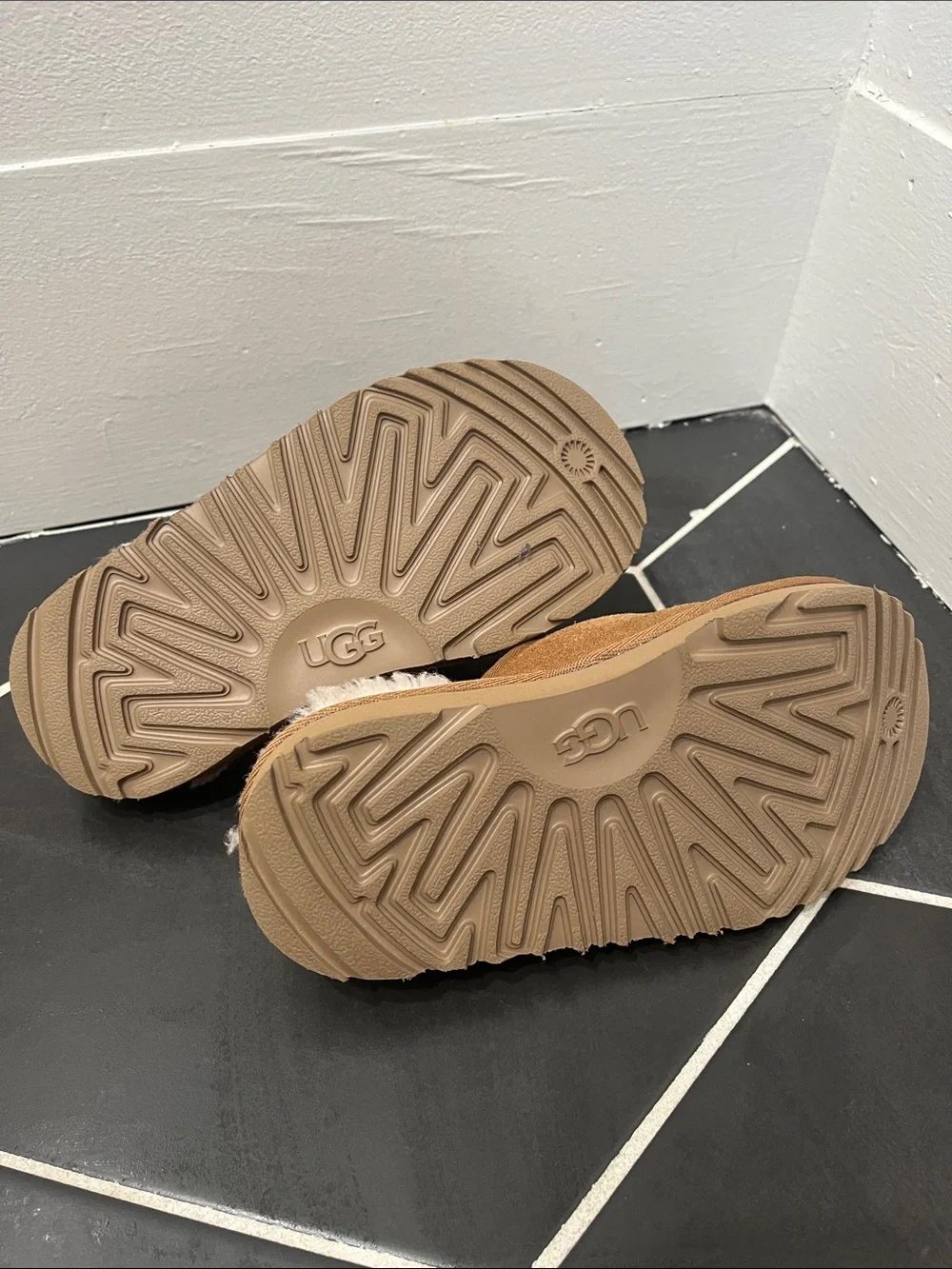 UGG Chestnut Suede Shearling Clog Slippers